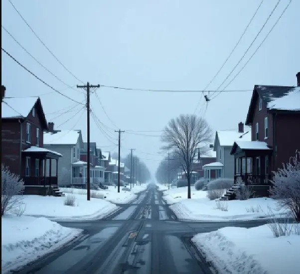 lifeless suburburban street in canada