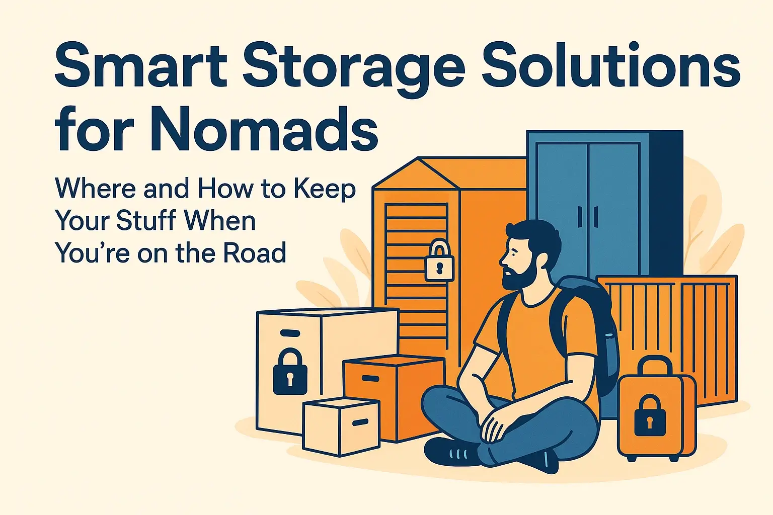 Nomad Storage solutions including self-storage units, backpacks, and digital cloud storage