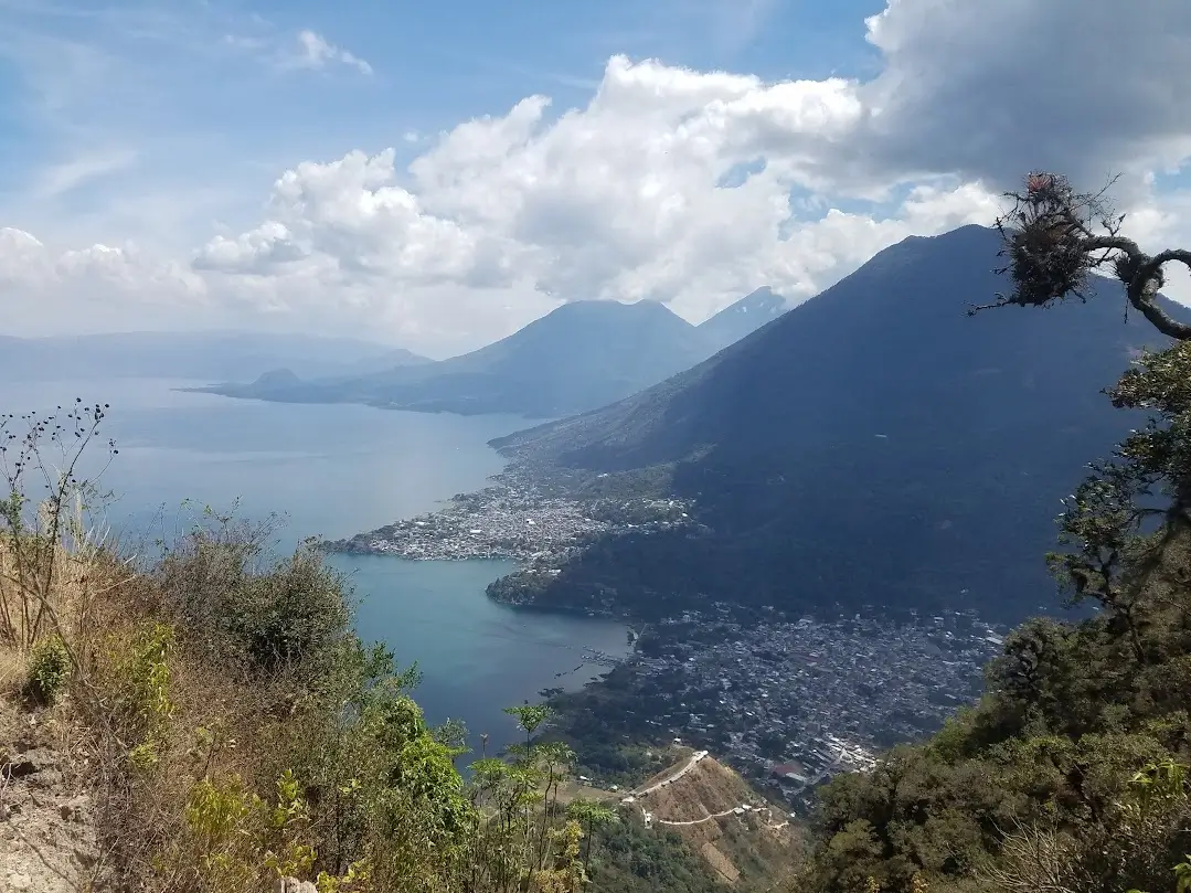 View of San Pedro town and volcano